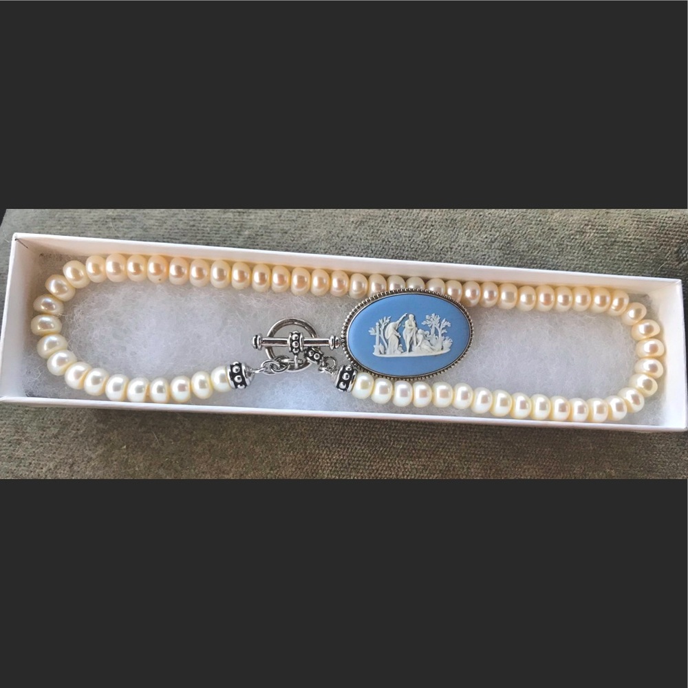 Button pearl 925 necklace